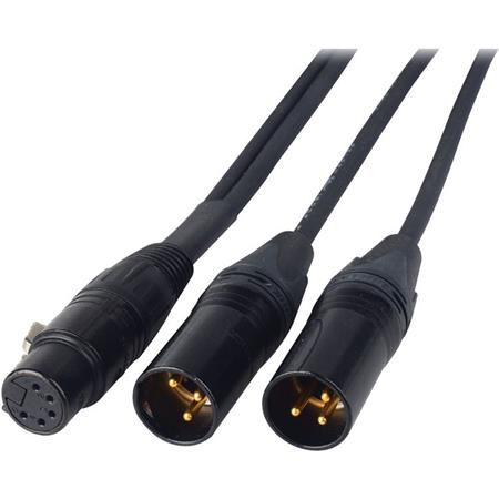 Laird 1' 5-Pin Female XLR to Dual 3-Pin XLR Male Balanced Line Breakout  Cable for Sound Devices Mixer and Panasonic AJ-HPX2000 Microphone Interface