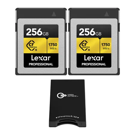 Lexar Gold Pro 256GB CFexpress Type-B Memory Card, 2-Pack with USB