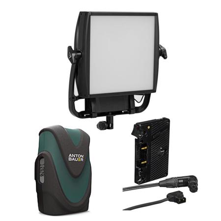 Litepanels Astra 1x1 Soft Bi-Color LED Panel - Bundle With Anton Bauer Digital 90 Li-on Gold Mount Battery 14.4V 89Wh, Litepanels Anton Bauer Gold-Mount Battery Bracket