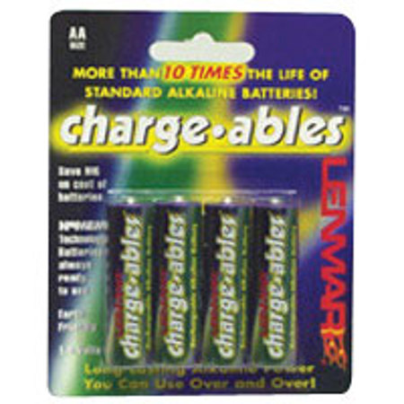 Lenmar AA Charge-ables Rechargeable Batteries, 1.5 volt Alkaline, 1500mAh, Pack of Four.