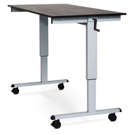 Luxor 60 Crank Adjustable Height Standing Desk Black Oak Silver Frame Standcf60 Ag Bo Crank Adjustable Height Standing Desk, Standing Desk Crank