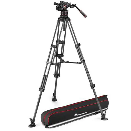 Manfrotto 3-Sec CF Twin Leg Tripod w/Nitrotech 612 Head, Mid Spreader, Open Box