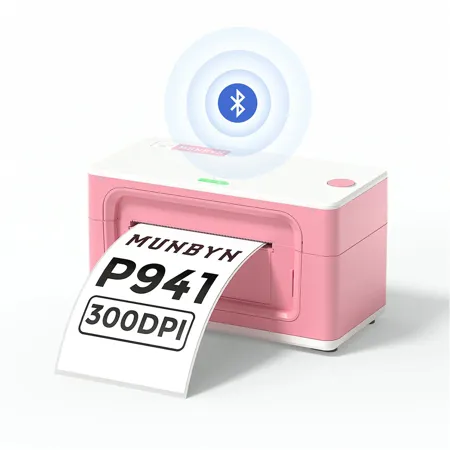 MUNBYN RealWriter 941 Bluetooth Thermal Label Printer Pink