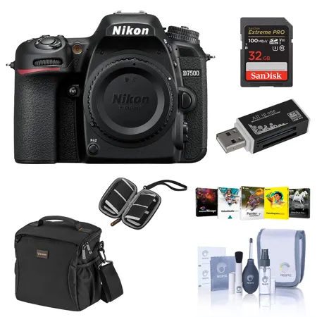 Nikon D7500 DSLR Body, Black - With Free PC Accessory Bundle 1581 A