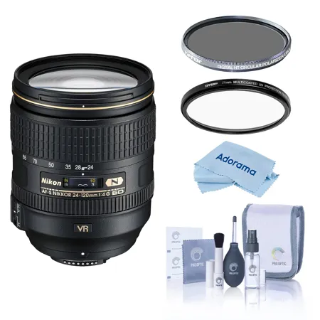Nikon 24-120mm f/4G ED-IF AF-S NIKKOR VR Lens, with Tiffen 77mm UV