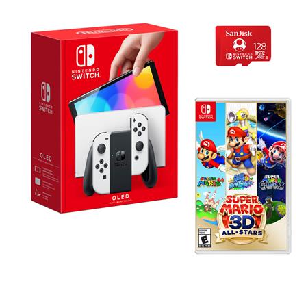Nintendo Switch 64GB OLED Console with White Joy-Con Controllers With Bundle Kit