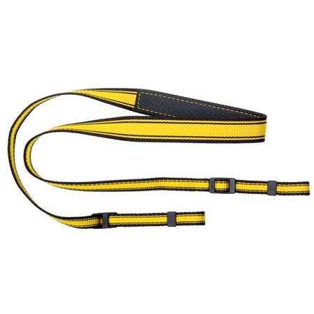 Black and yellow Nikon SLR strap.