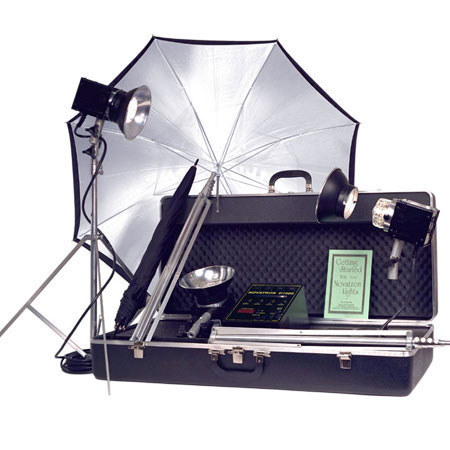 Novatron D1000 - 3 head Convertible Kit 1000 W/S pack with 3 fan cooled heads, 3 stands, 2 umbrellas, 6301 hard case & sync cord