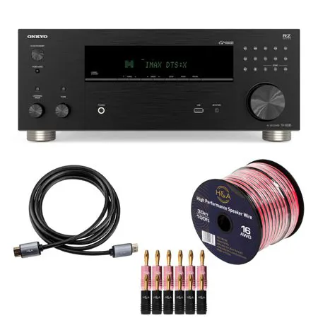 Onkyo TX-RZ30 170W 9.2-Channel 8K/4K Network AV Receiver, Black WIth Cables