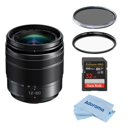 Panasonic Vario 12-60mm f/3.5-5.6 Lens, MFT, w/58mm UV & CPL