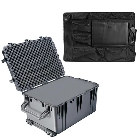 Pelican 1660 Watertight Wheeled Hard Case with Foam, Black, with