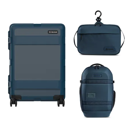 Pelican ATX 25" Wheeled Hard Travel Case, w/25L Backpack & Toiletry Bag, Blue