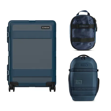 Pelican ATX 25" Wheeled Hard Travel Case, w/25L Backpack & Packing Cube, Blue
