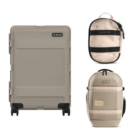 Pelican ATX 25" Wheeled Hard Travel Case, w/25L Backpack & Packing Cube, Sand