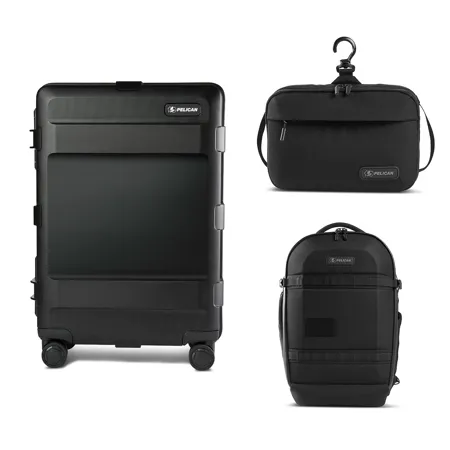 Pelican ATX 25" Wheeled Hard Travel Case, w/25L Backpack & Toiletry Bag, Black