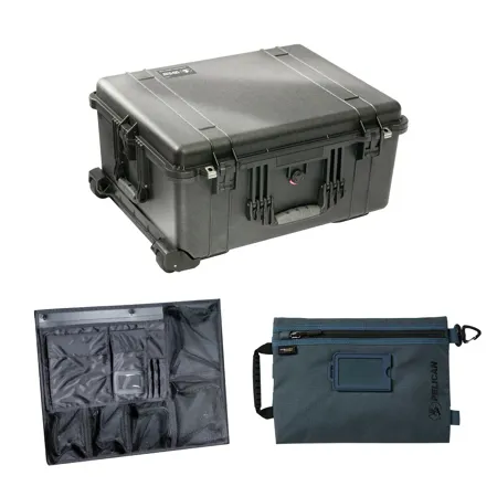 Pelican 1610 Watertight Wheeled Hard Case, Black, w/Lid Organizer, Storage Pouch