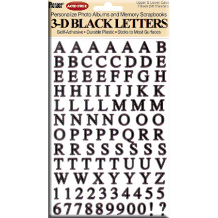 Pioneer Self-Adhesive 3-D Black Letters