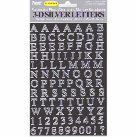 Pioneer 3DLS Self-Adhesive 3-D Silver Letters