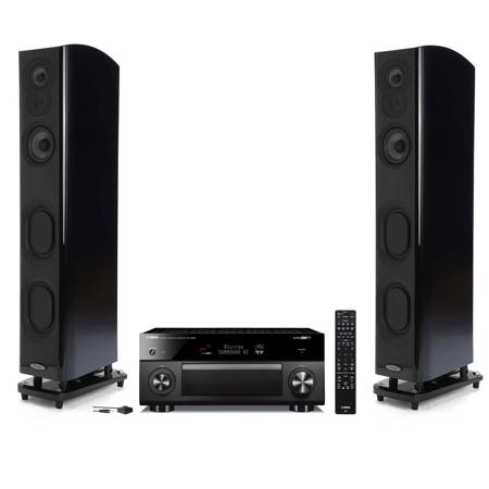 Polk 2x Lsim705 47 Floorstanding Tower Midnight Mahogany W Yamaha Rx V2085 Recv