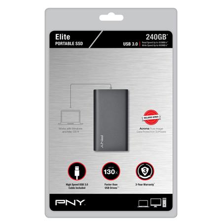 - PNY Elite 240GB USB 3.0 Portable Solid State Drive PSD1CS1050-240-FFS SSD