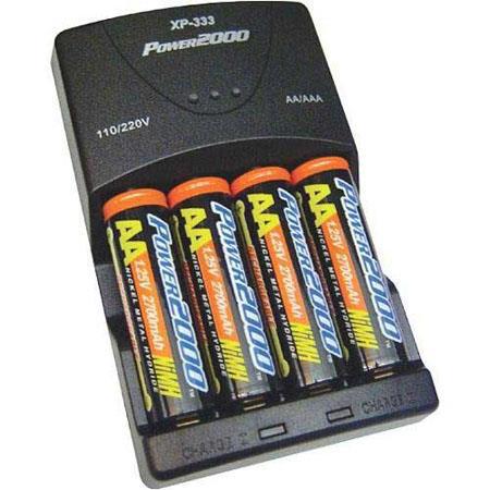 Power2000 4x AA 2900mAH Rechargeable NiMH Batteries with 110/220V AA/AAA Charger