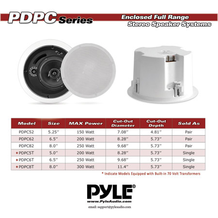 New PDPC8T In-Ceiling Enclosed Speaker System w//Rotary Tapping 70V Transformer