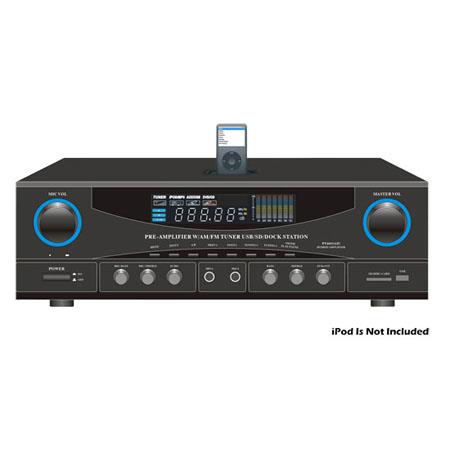 Pyle 500 Watts Stereo Receiver AM-FM Tuner, USB/SD/iPod Docking Station and  Subwoofer Control