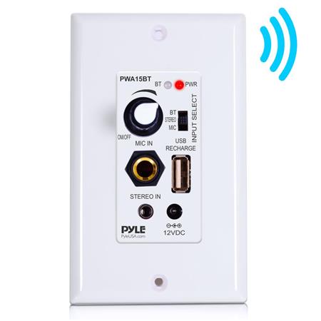 Pyle Pwa15bt Bluetooth In Wall Audio Control Receiver With Built Amplifier - In Wall Bluetooth Audio Receiver