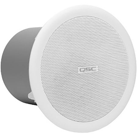 Qsc Acousticcoverage Series Ac C2t 2 75 Full Range Ceiling Speaker 70v 100v Transformers With 8 Ohms Bypass 170 Degree Conical White Pair