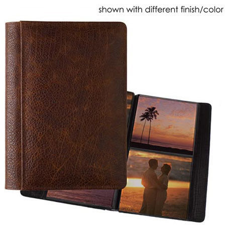 Raika #157 Handcrafted Leather 5x5 2-Up Album Black