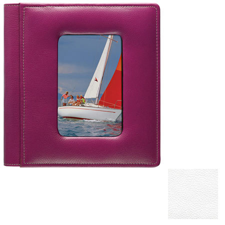 Raika #168 WH Leather 4x6 4up Foldout Photo Album,White