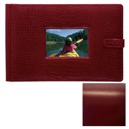 Raika #177RM Leather,4inx6in Photo Album w/Window, Red
