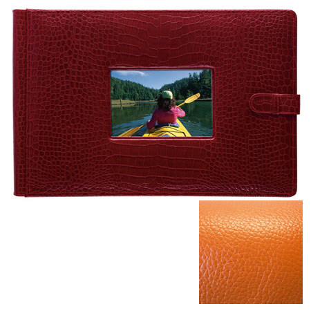 Raika #177RO Leather,4inx6in Photo Album w/Window,Ornge