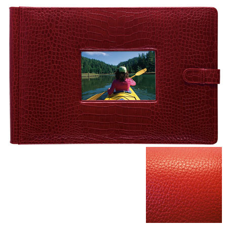 Raika #177RO Leather,4inx6in Photo Album w/Window, Red