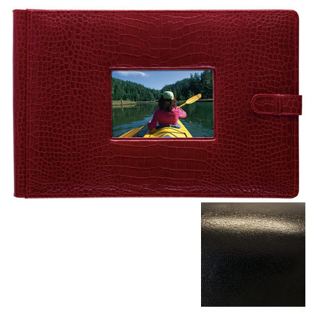 Raika #177RY Leather,4inx6in Photo Album w/Window,Black