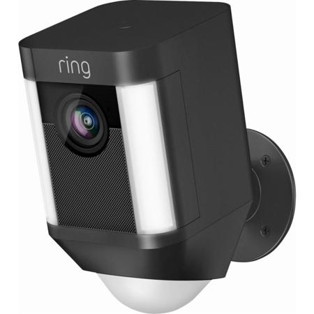 Ring Spotlight Wire Free Outdoor Camera Battery Operated Black Ring Spotlight Outdoor Camera Picture 1 Regular