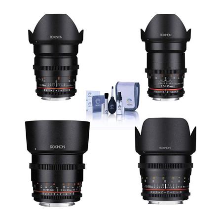 Rokinon Cine DS Lens Bundle for Canon EF, 24mm, 35mm, 50mm, 85mm T1.5 Lenses