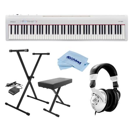 Roland Fp 30 Digital Piano With Keyboard Stand Bench Pedal And Headphone Kit Fp 30 Wh A