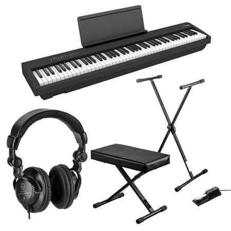 Roland FP-60X 88-Key SuperNATURAL Portable Digital Piano Black Bundle with Stand Bench Sustain Pedal Studio Monitor Headphones 