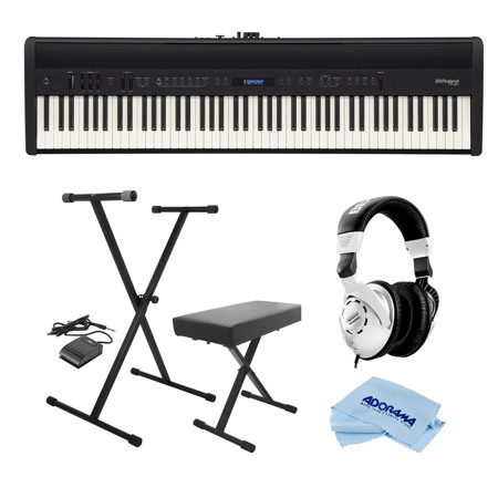 Roland Fp 60 Key Digital Piano Black With On Stage Keyboard Stand Headphone Fp 60 Bk A
