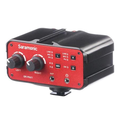 Saramonic SR-PAX1 2-Channel Audio Mixer/Microphone Adapter with Preamp and  Phantom Power for DSLR Cameras, Mirrorless and Camcorders