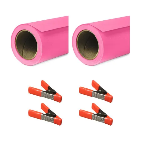 Savage Widetone Seamless Background Paper, 53" x 18' Tulip 2-Pack with Clamps