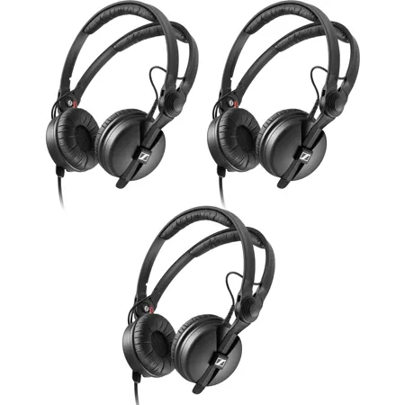 Sennheiser HD 25 Closed-Back On-Ear Monitor Headphones, Black, 3