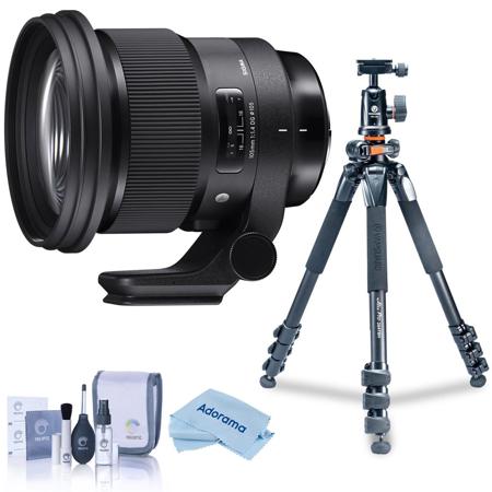 Sigma 105mm f/1.4 DG ART HSM Lens for Sony E, Black w/Alta Pro 264AT Tripod Kit