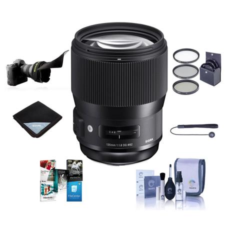 Sigma 135mm f/1.8 DG HSM IF Art Lens SA, Bundle with ProOptic 82mm Filter Kit, Flex Lens Shade, Cleaning Kit, Lens Wrap, Cap Tether, PC Software Kit