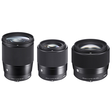 Sigma 16mm, 30mm, and 56mm f/1.4 DC DN Contemporary Canon m50 Lenses Kit