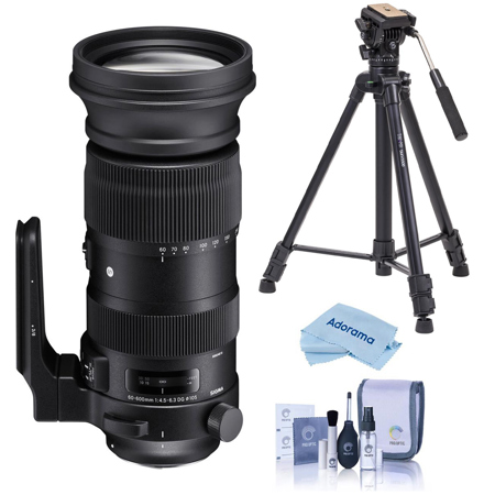 Canon EF Mount Bundle with Vanguard Alta Pro 264AT Tripod and TBH-100 Head with Arca-Swiss Type QR Plate Black 730954 Sigma 60-600mm F4.5-6.3 DG OS HSM Sports Camera Lens Cleaning Kit 
