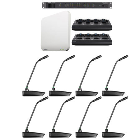 Shure 8 Channel Conference Room Wireless System With 15 Cardioid Microphones