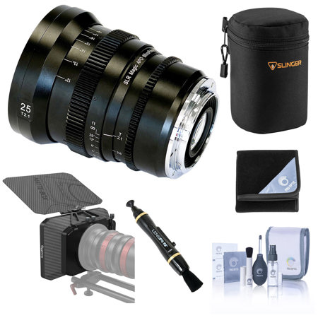 SLR Magic APO MicroPrime Cine 25mm T2.1 Lens for Canon EF Mount - Bundle with SmallRig Lightweight Matte Box, Lens Case, Wrap, Lens Cleaner, Cleaning ...