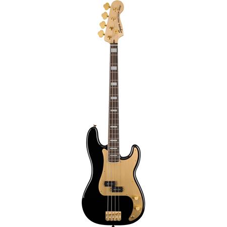 Squier 40th Anniversary Gold Edition Precision Bass Guitar, Black
